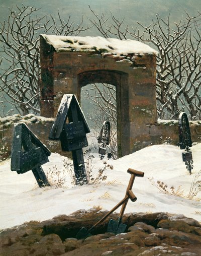 Cementerio en la nieve, 1826 de Caspar David Friedrich